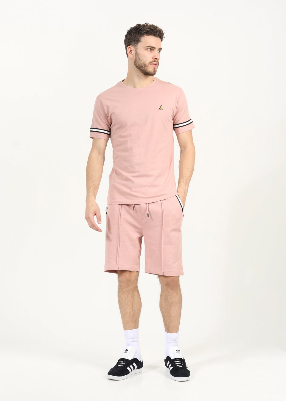 Brave Soul Dusty Pink Chadwick T-Shirt and Shorts Set