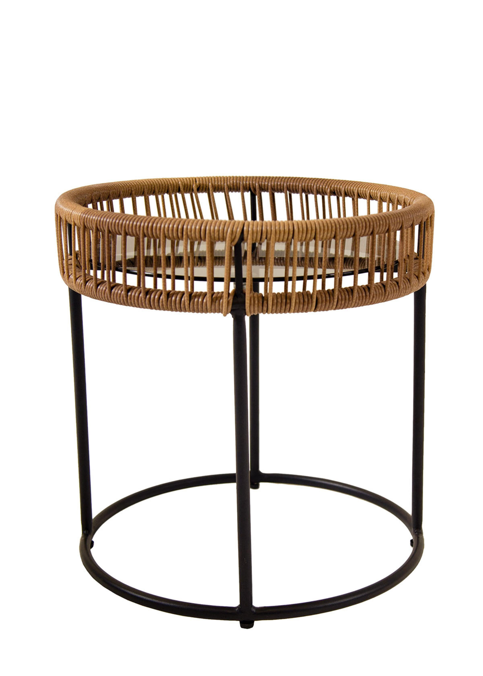 Charles Bentley Zanzibar Coffee Brown Table Natural Side Rattan Side Table (H45 x D43 x W43cm)