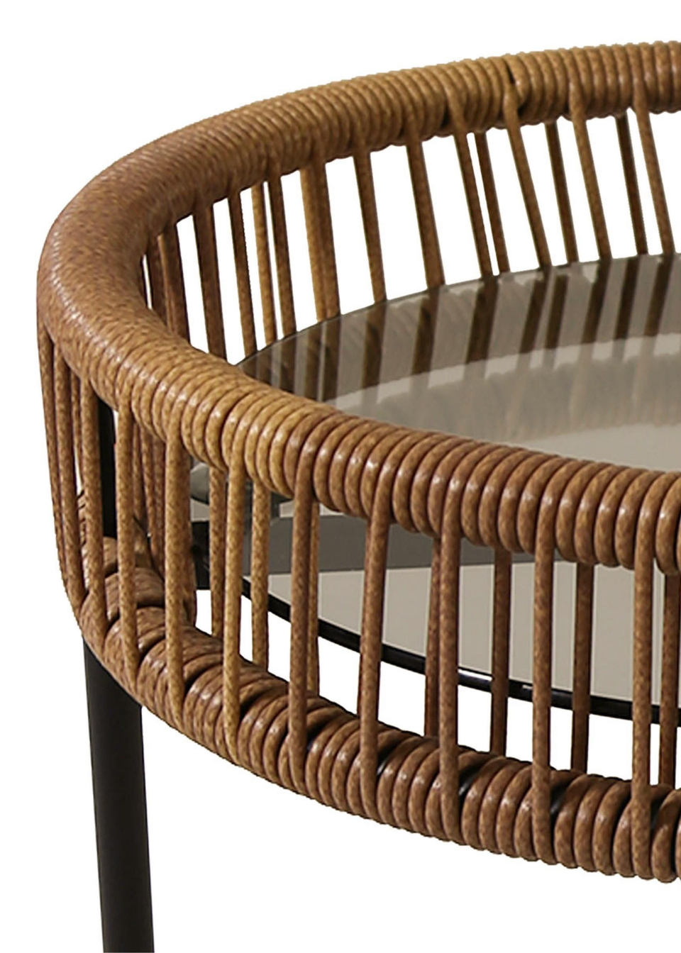 Charles Bentley Zanzibar Coffee Brown Table Natural Side Rattan Side Table (H45 x D43 x W43cm)