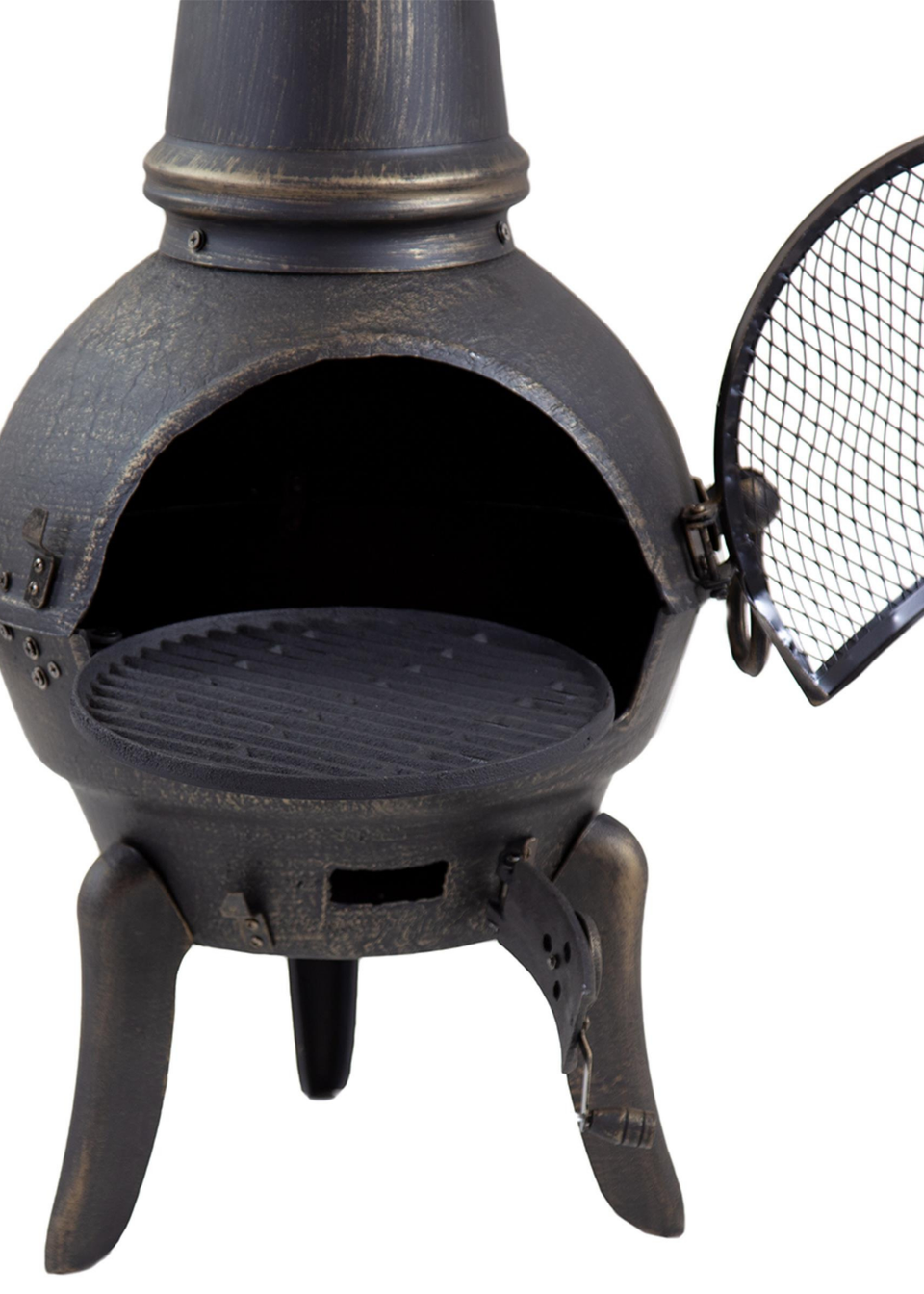 Charles Bentley Extra-Large Cast Iron Chiminea Black Patio Heater (120cm x 43cm)