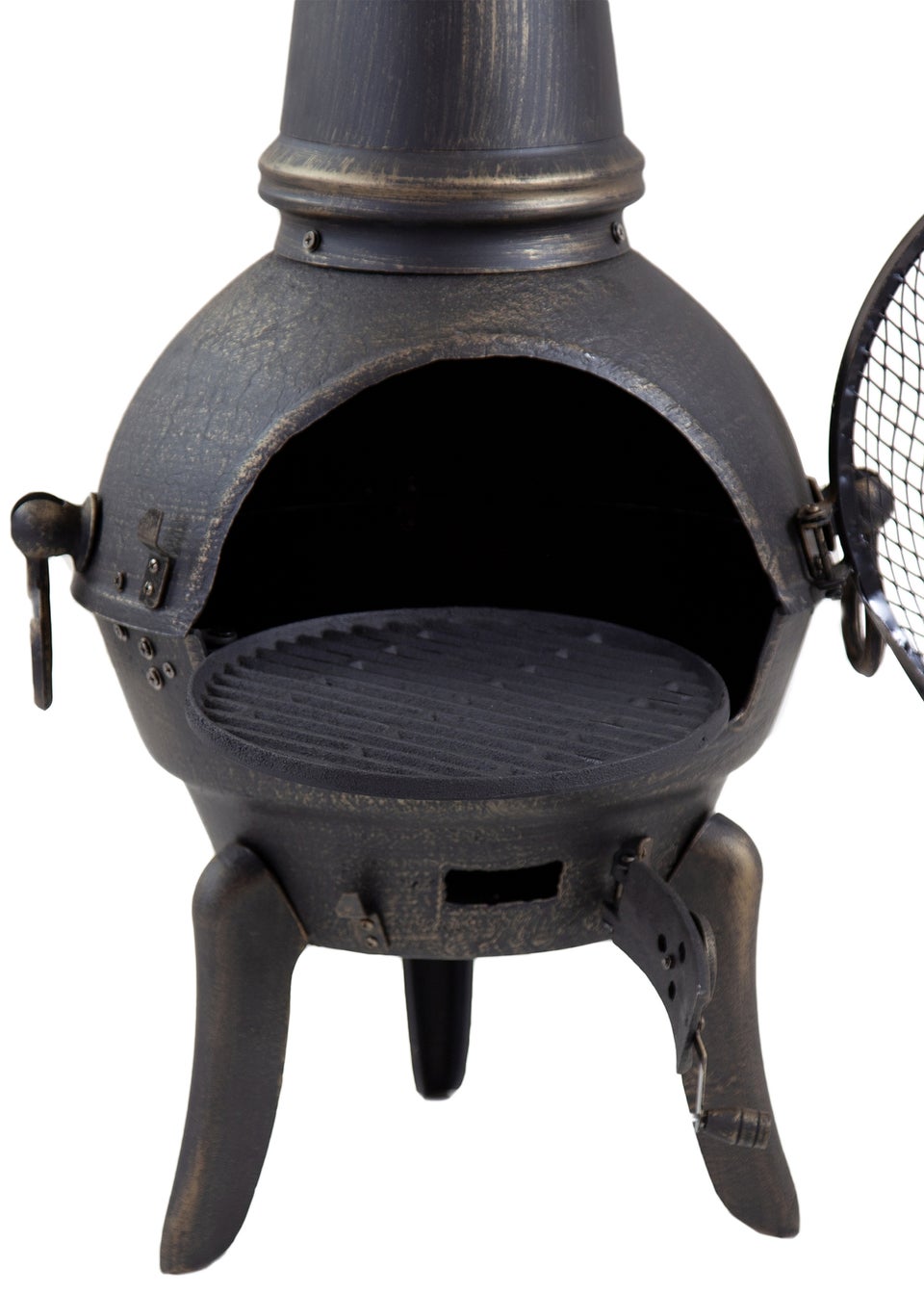 Charles Bentley Extra-Large Cast Iron Chiminea Black Patio Heater (120cm x 43cm)