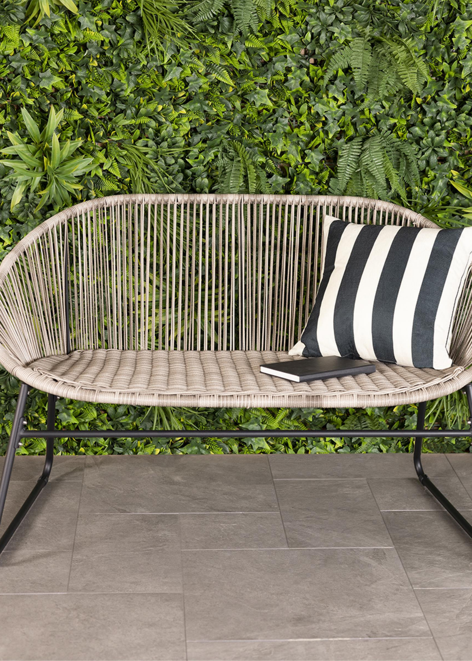 Charles Bentley Zanzibar 2 Seater Grey Garden Bench H77 x D67cm x W118cm Matalan