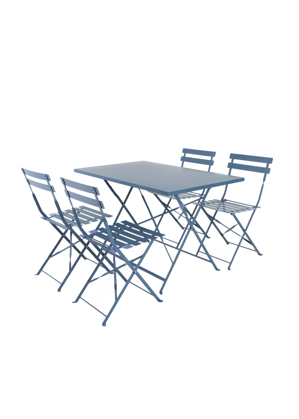 Charles Bentley Rectangular Folding Metal Navy Grey Dining Set (4 Seater)