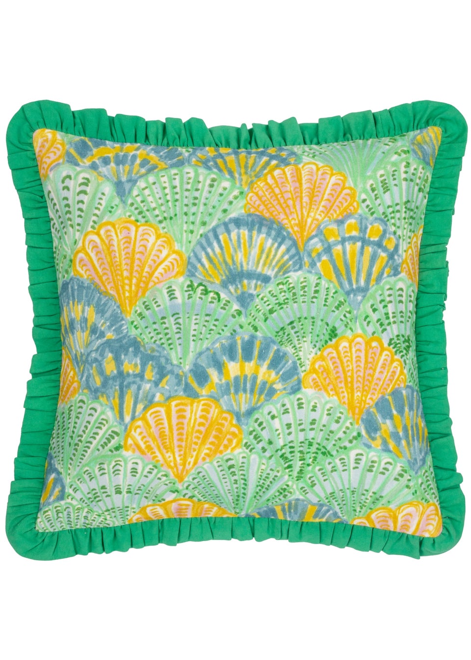 furn. Clam Shells Frilled Filled Cushion (50 x 50 x 8 cm)