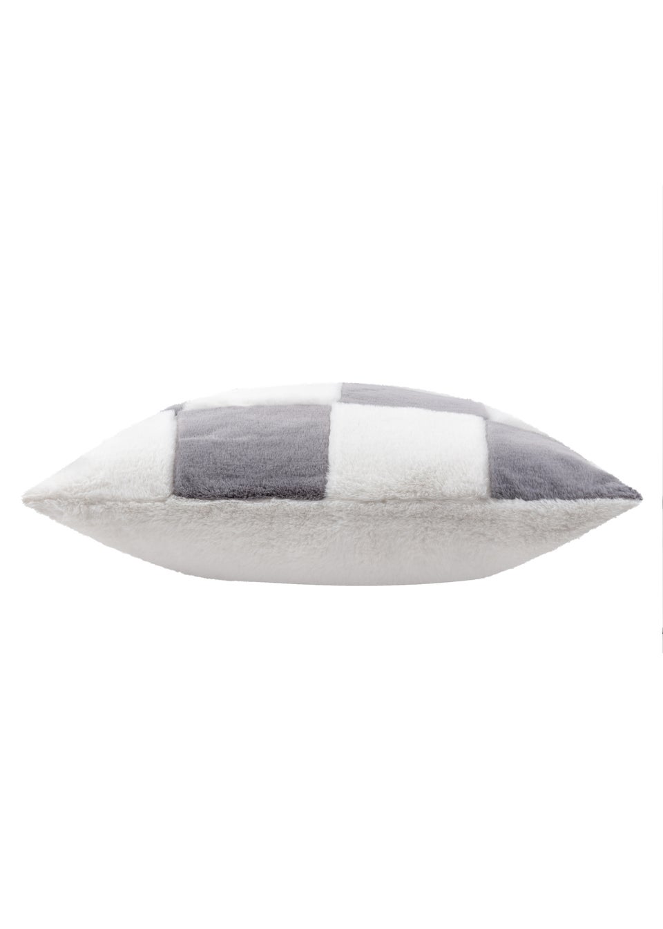 Heya Home Cozee Check Faux Fur Filled Cushion (50 x 50 x 8 cm)