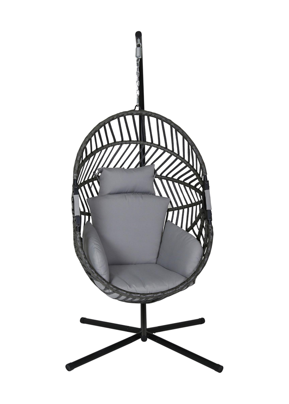 Charles Bentley Egg Shaped Grey Swing Chair Hanging Seat (H203 x D126 x W126cm)
