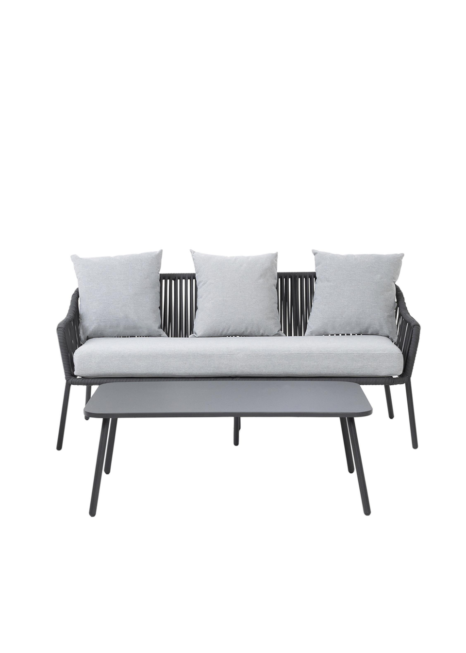 Charles Bentley Rope and Metal Black Grey Lounge Set 4 Seater Matalan