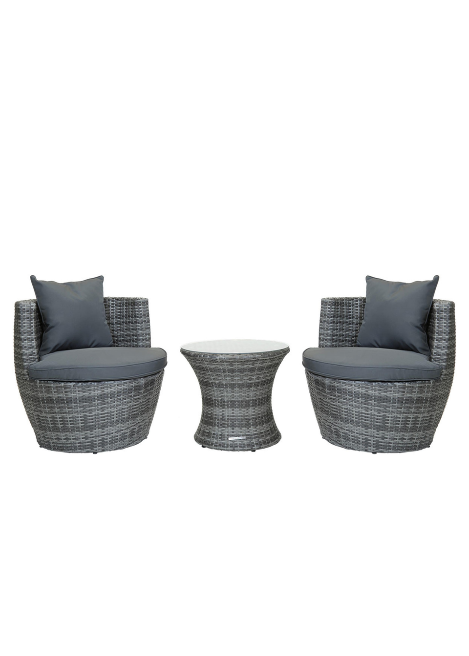 Charles Bentley Rattan Stacking Outdoor Patio Grey Furniture Set 3 Piece Matalan