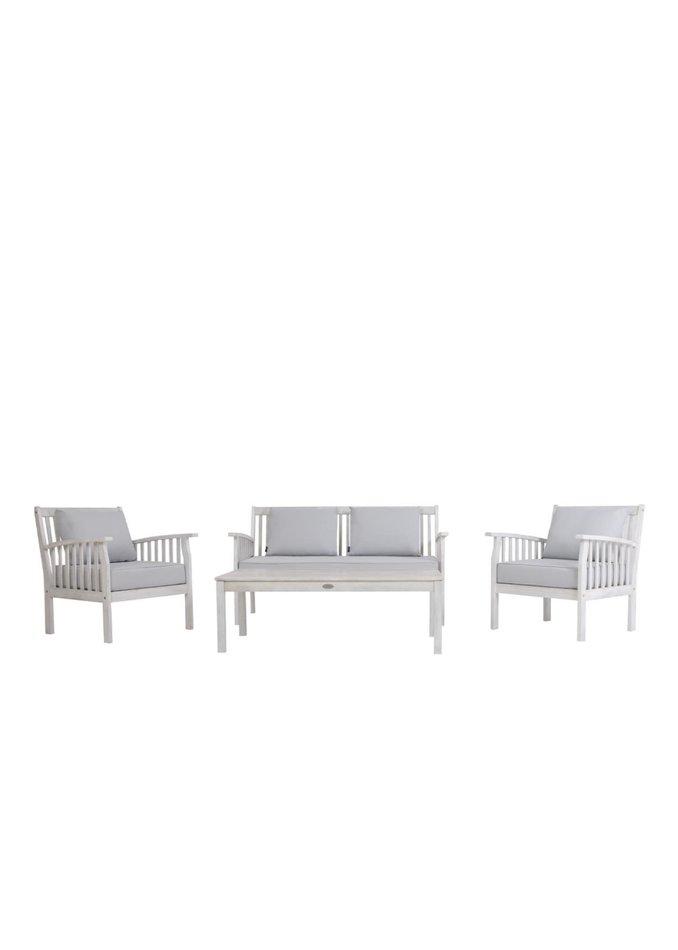 Charles Bentley FSC Acacia White Washed Garden Outdoor Lounge Set (4 Seater)