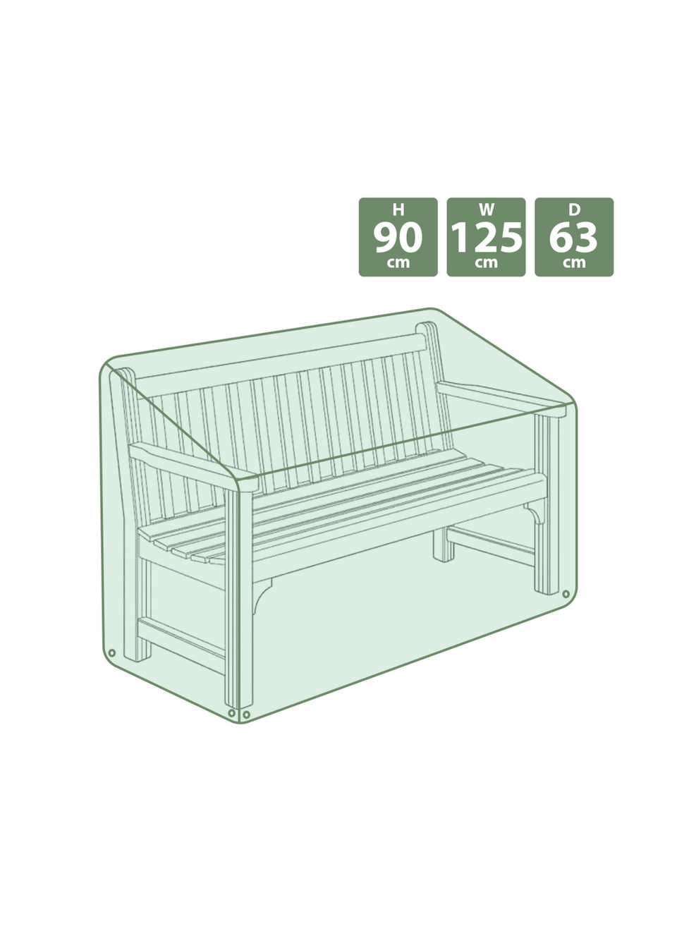 Charles Bentley Bench Green Cover (H90 x W125 x D63 cm)