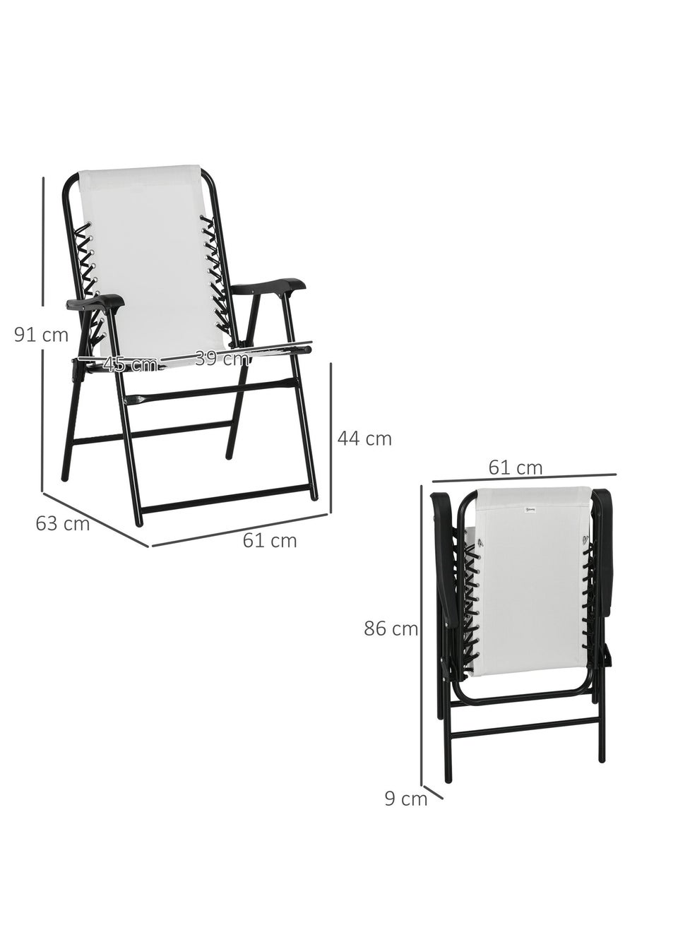 Outsunny Cream Folding Chair Set for Camping Lawn Set of 2