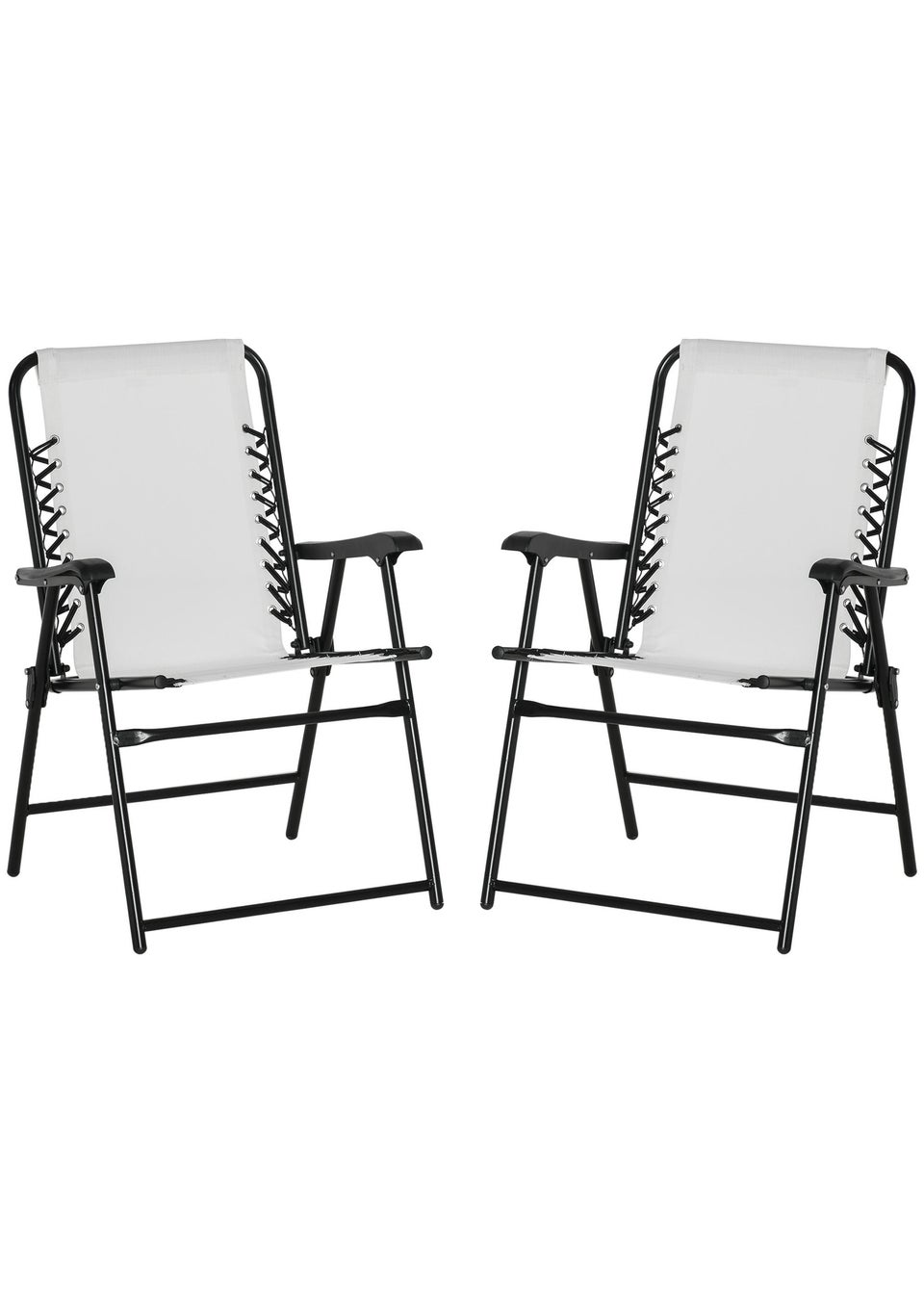 Outsunny Cream Folding Chair Set for Camping Lawn Set of 2