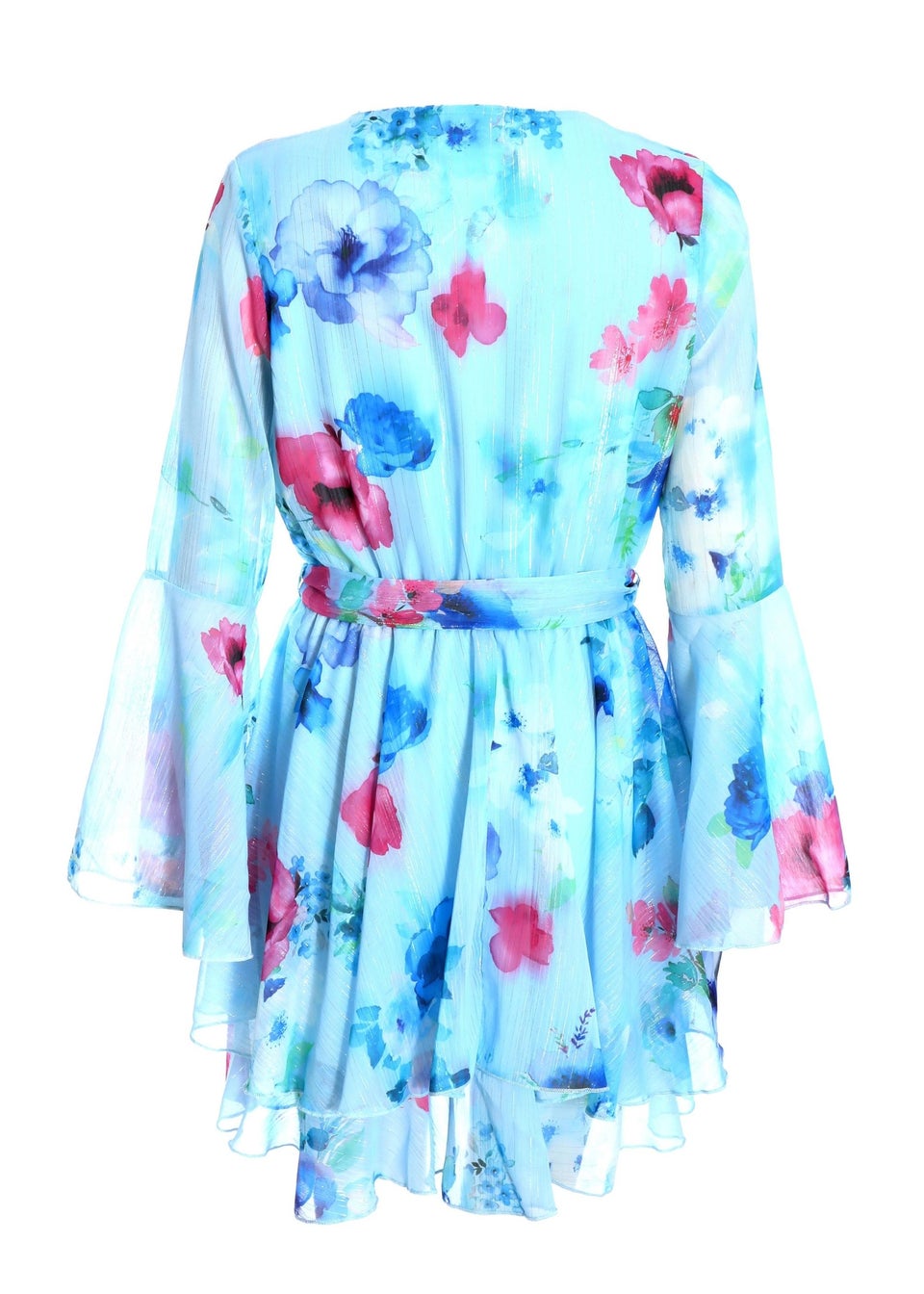 Quiz Blue Floral Chiffon Skater Dress