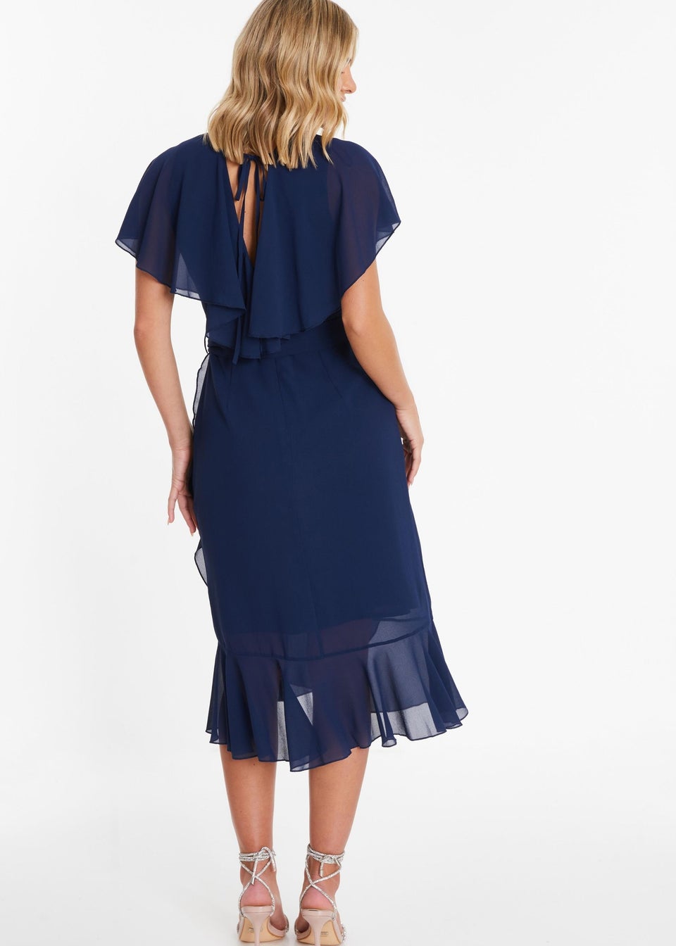 Quiz Blue Chiffon Frill Midi Dress