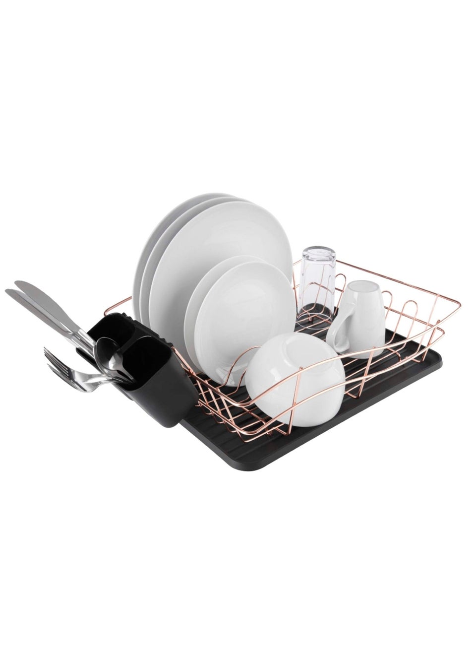 Tower Dish Rack with Tray Rose Gold