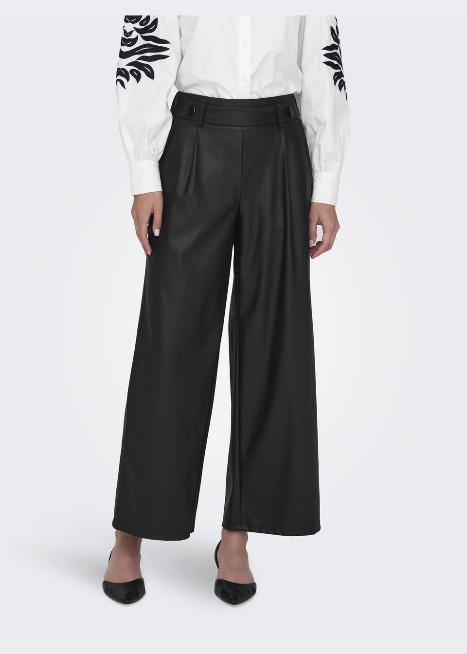 JDY Black Leather Look Trousers
