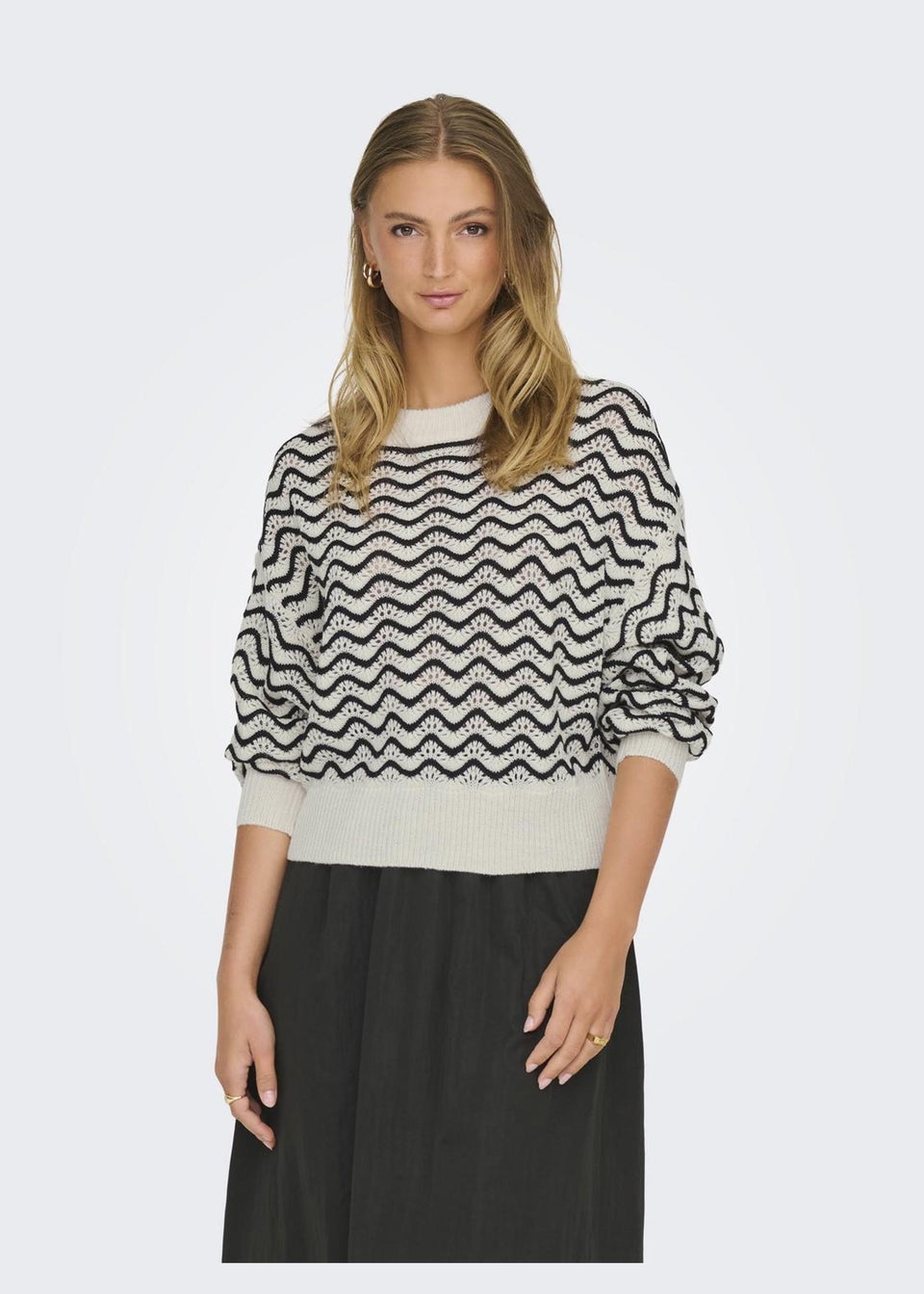 JDY Cream Knit Patterned Jumper