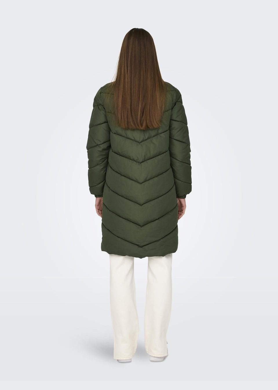 JDY Forest Green Padded Midi Coat Matalan