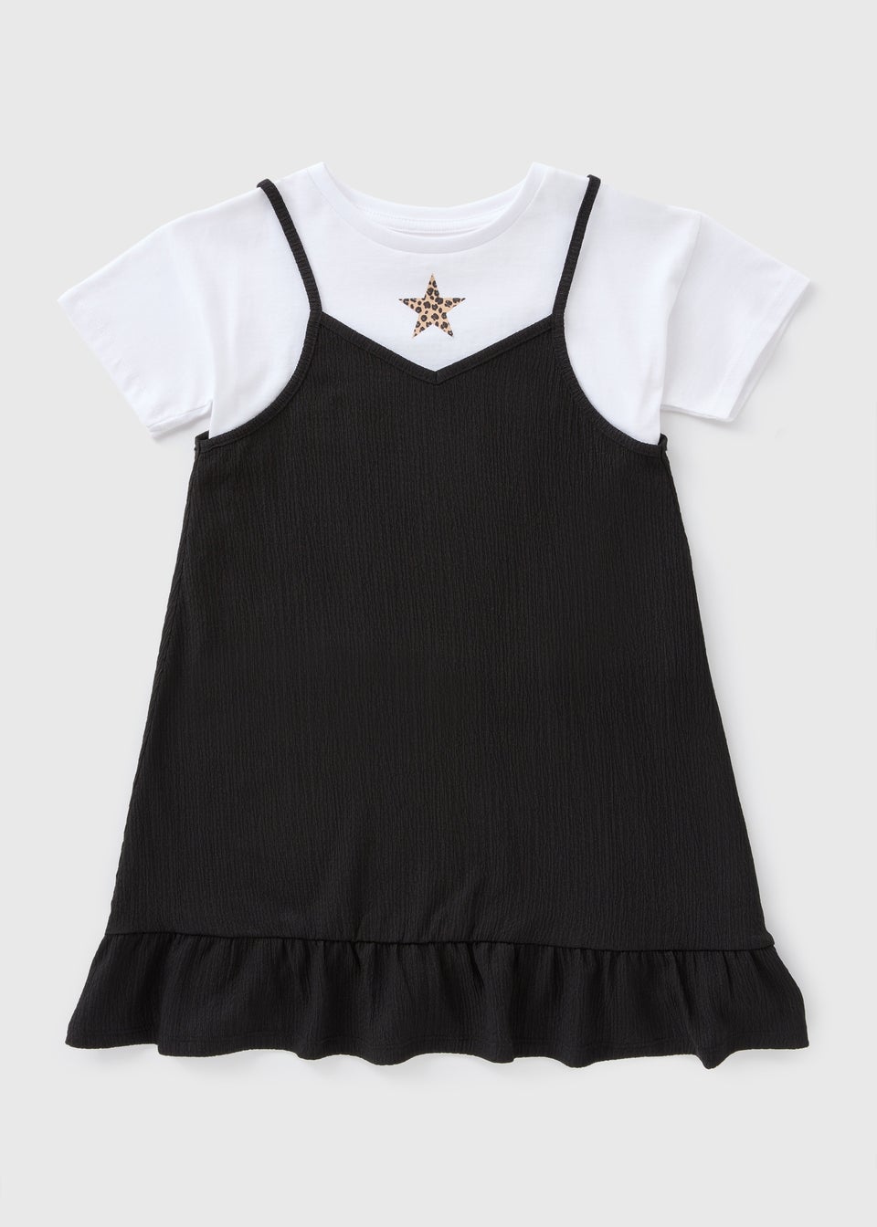 Girls Black Crinkle Cami Dress Top 7 15yrs