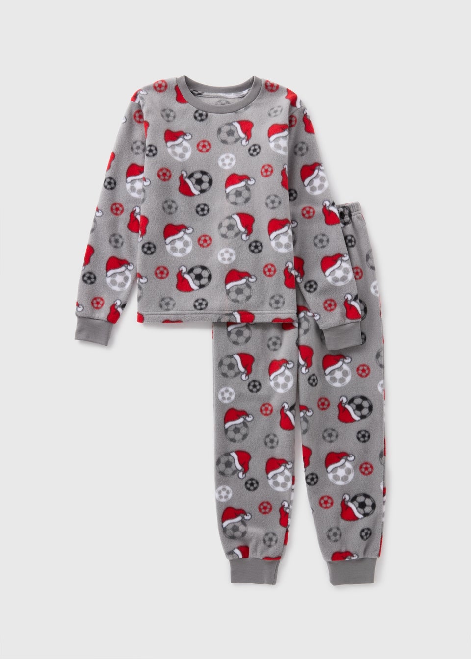 Boys Grey Football Christmas Pyjama Set 7 13yrs Matalan