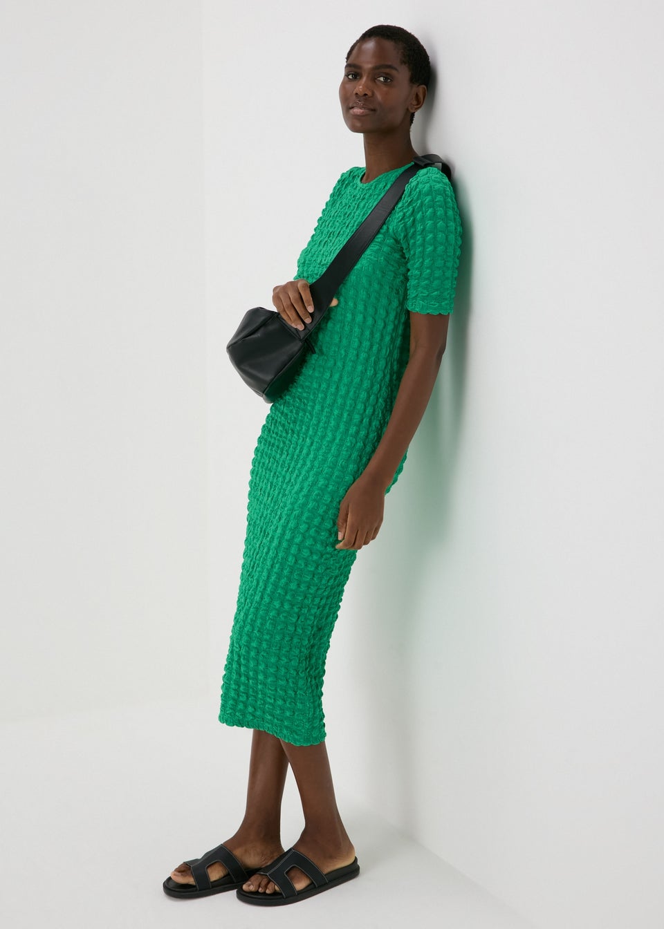 Green Hyper Texture Midi Dress