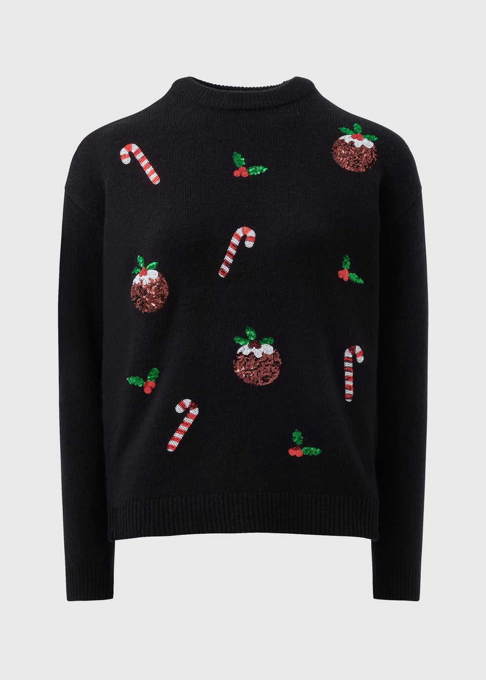 Black Sequin Christmas Jumper Matalan