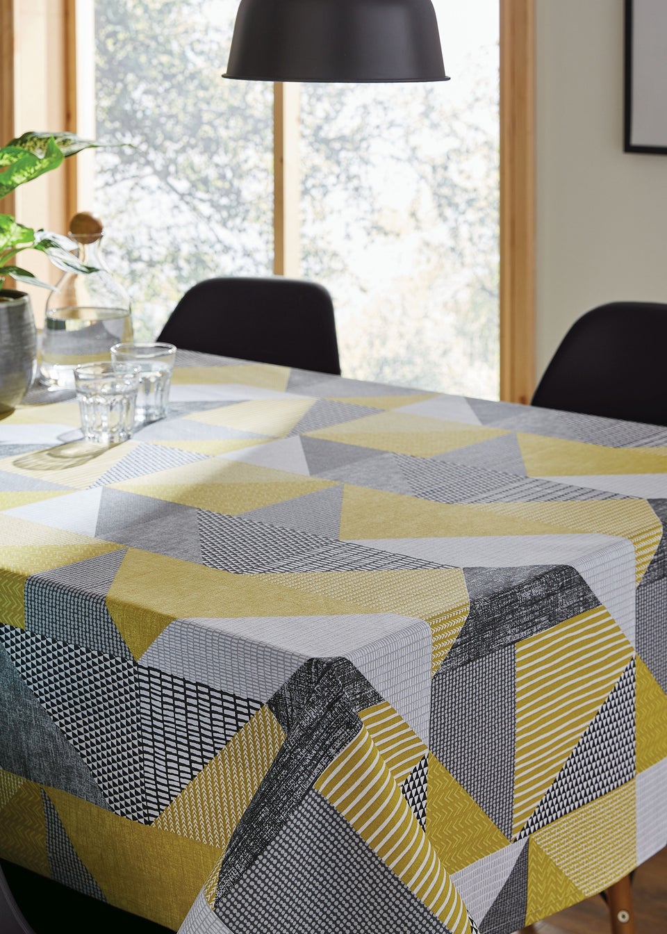 Catherine Lansfield Ochre Larsson Geo Cotton Table Cloth (137x178 cm)