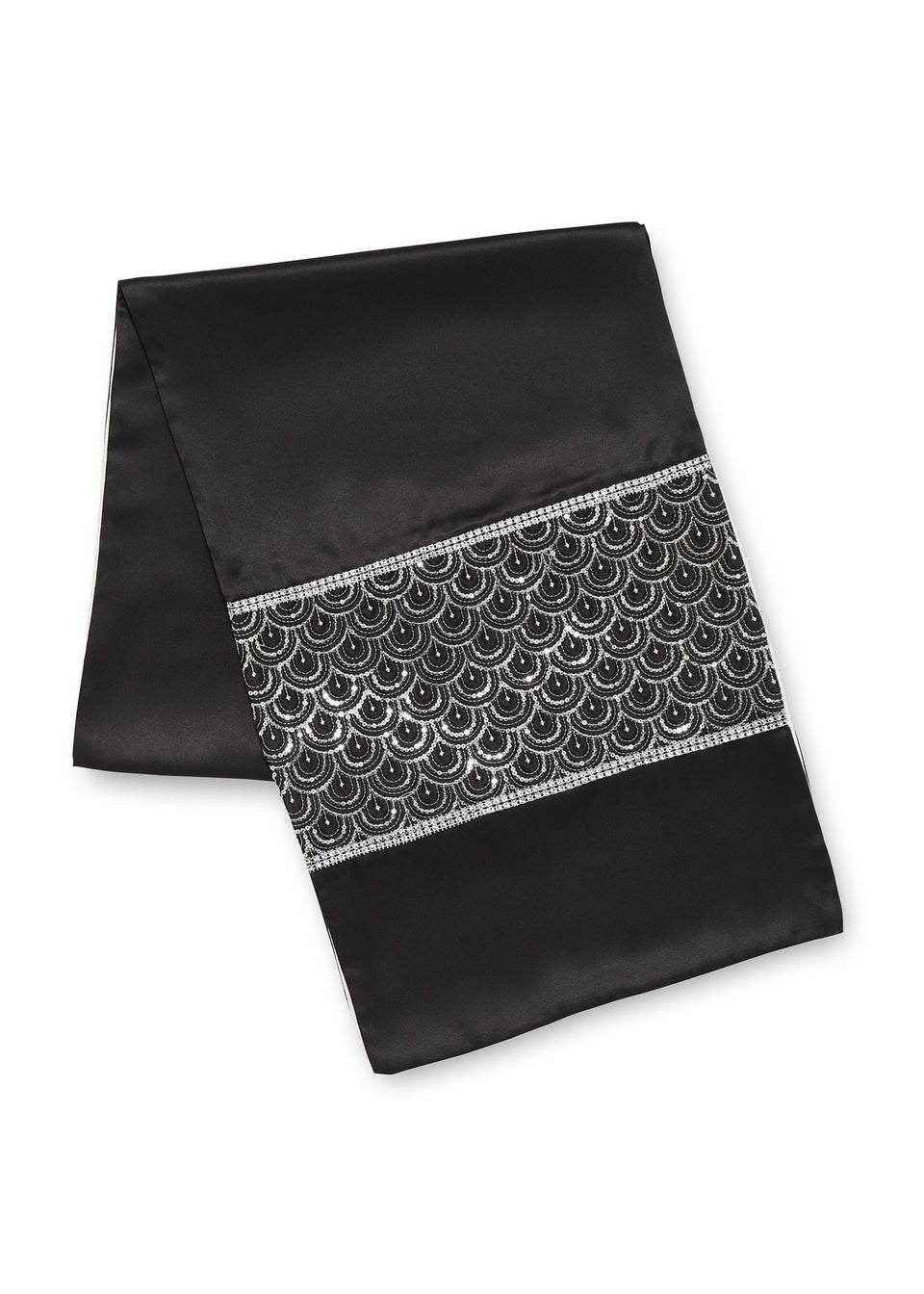 Catherine Lansfield Black Deco Sequin Dining Table Runner (32x220 cm)