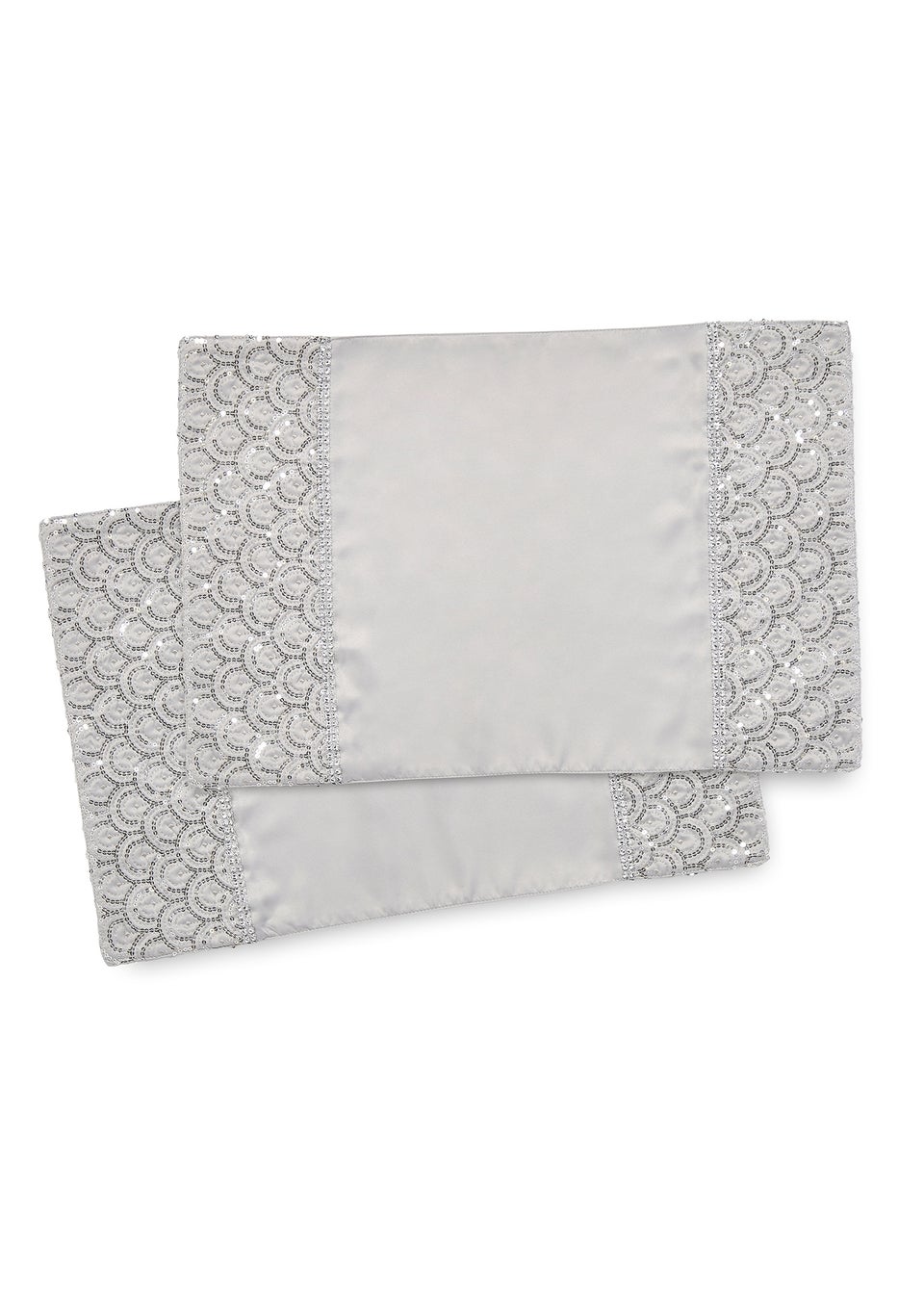 Catherine Lansfield Silver Deco Sequin Dining Place Mat 4 Pack (30x46 cm)