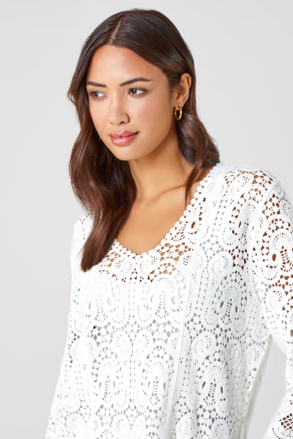white crochet tunic top