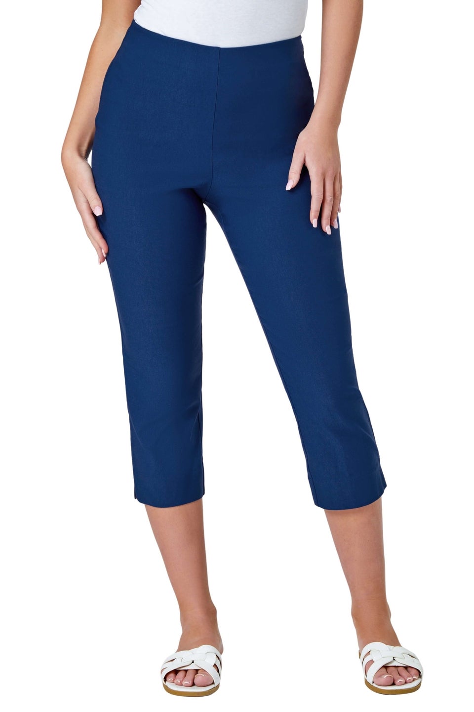 Roman Midnight Blue Petite Cropped Stretch Trousers