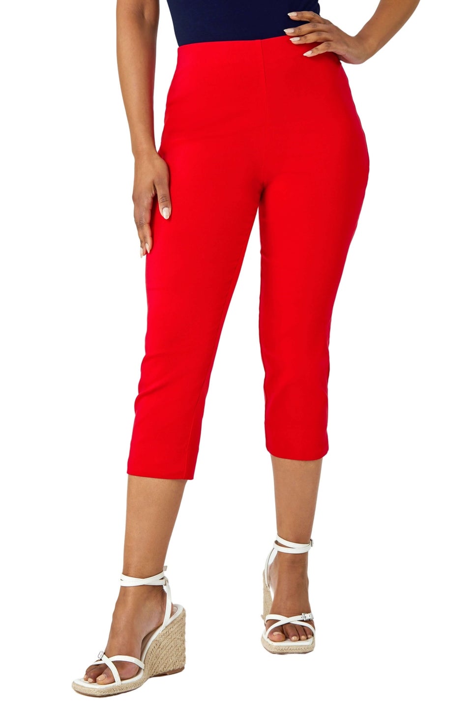 Roman Red Petite Cropped Stretch Trouser