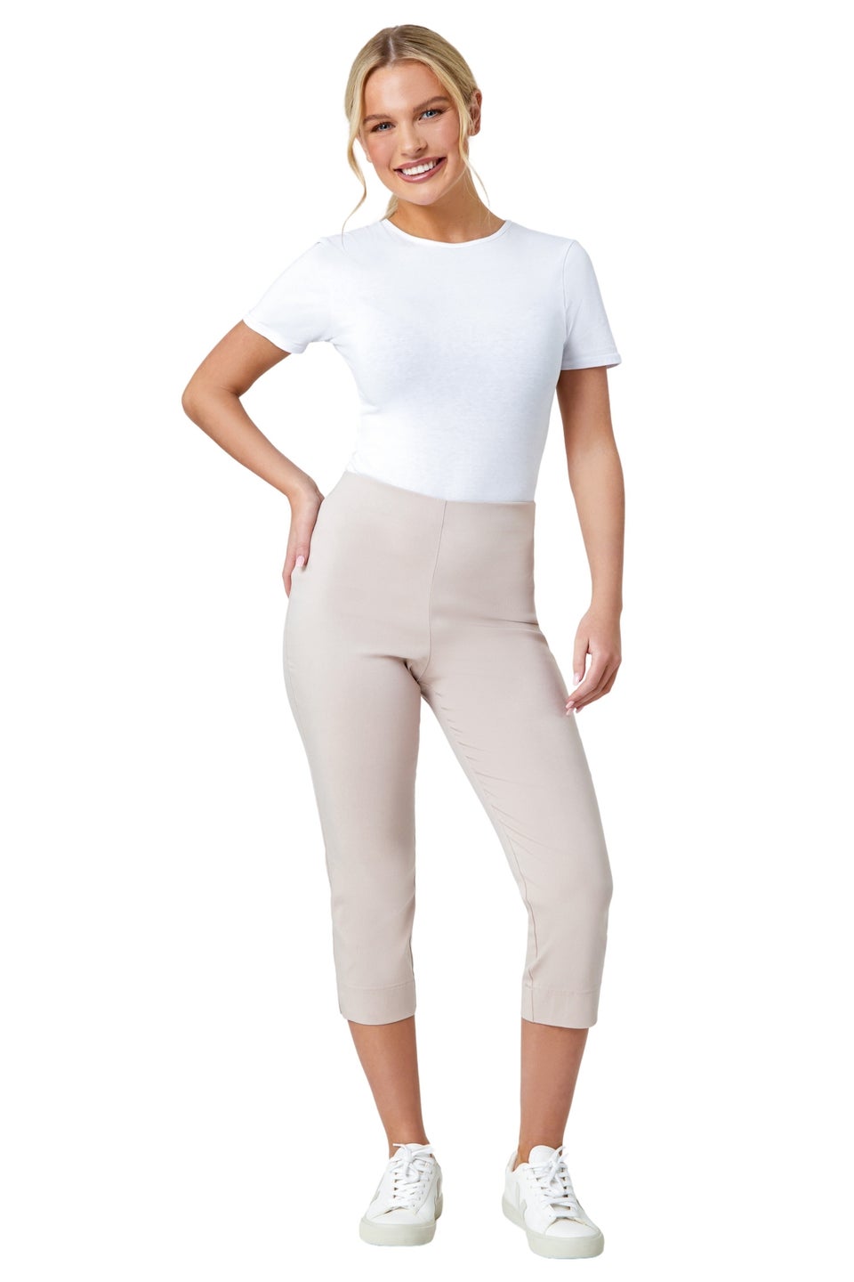 Roman Stone Petite Cropped Stretch Trousers