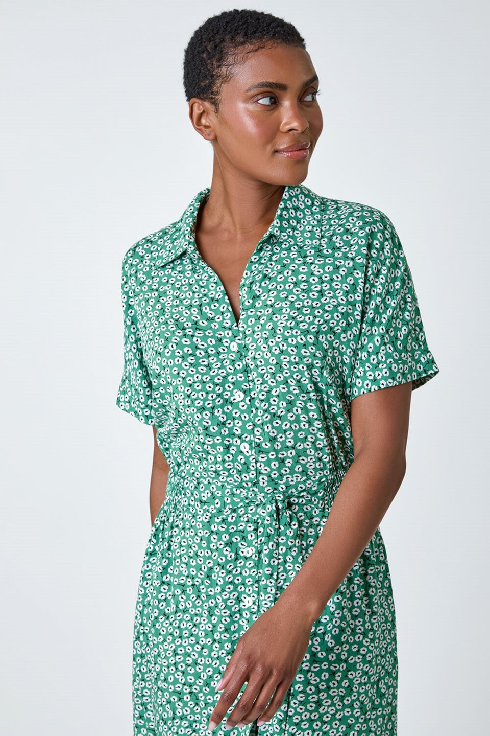 Roman Green Ditsy Floral Print Shirt Dress Matalan