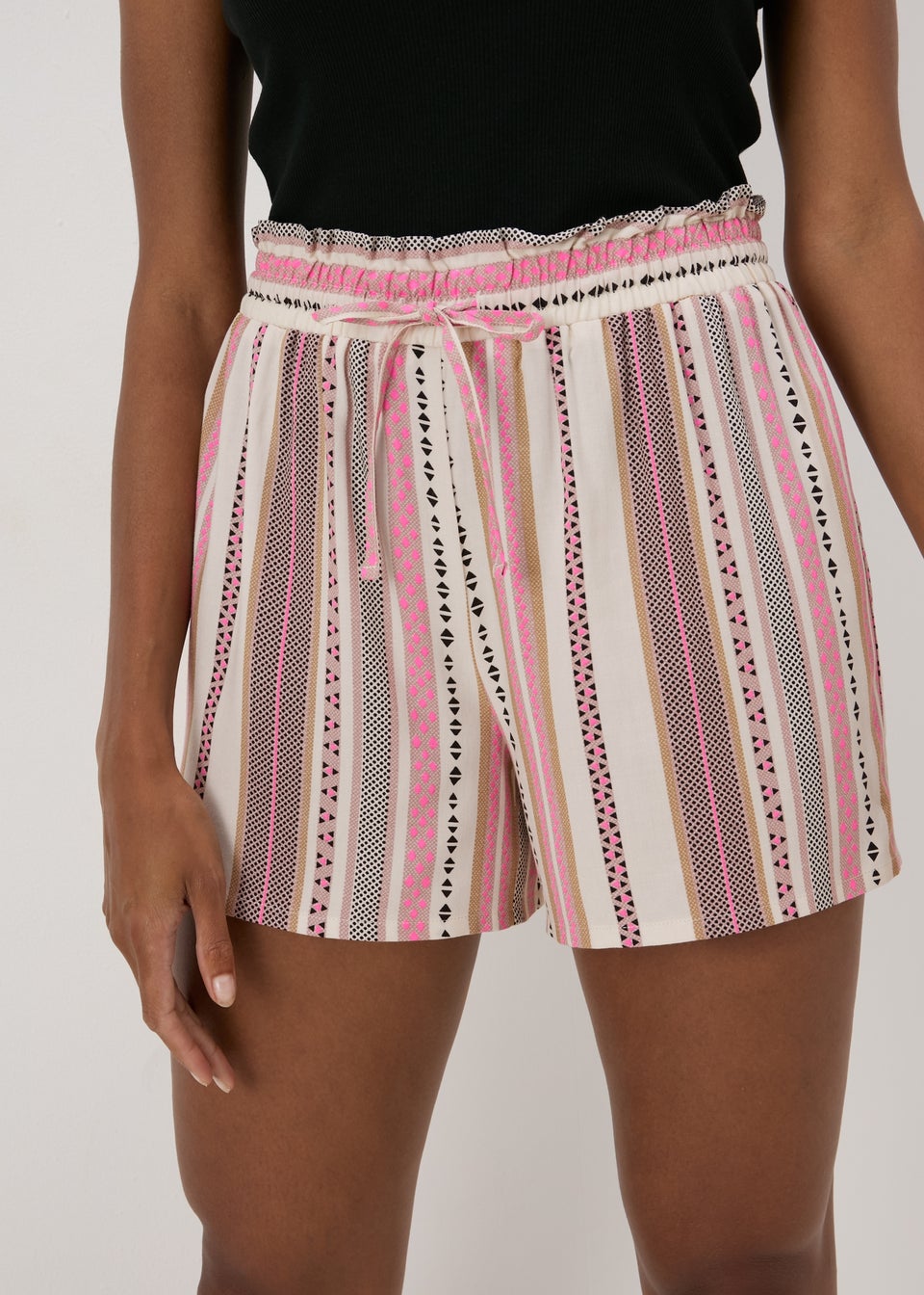 Pink Stripe Viscose Shorts