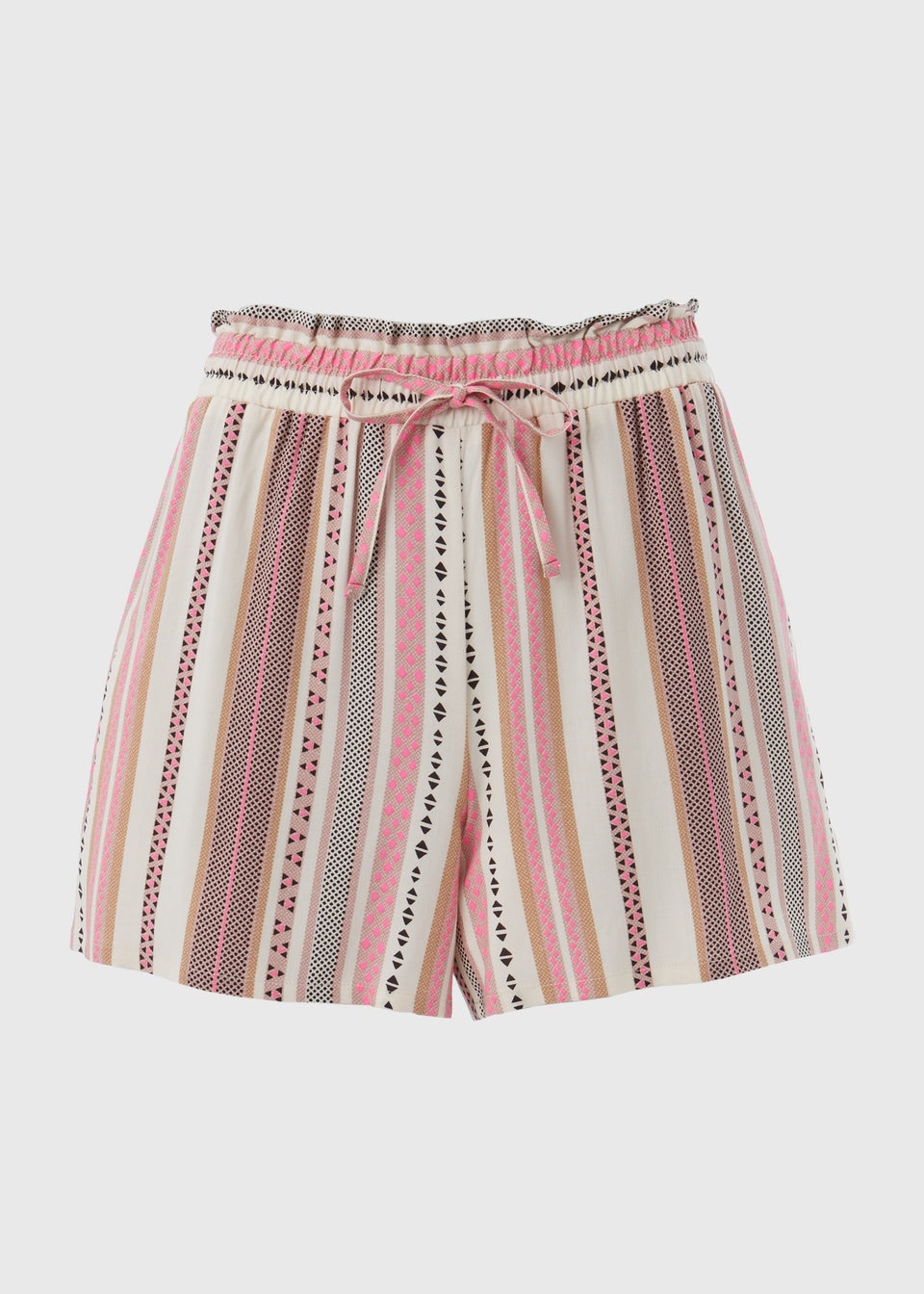 Pink Stripe Viscose Shorts