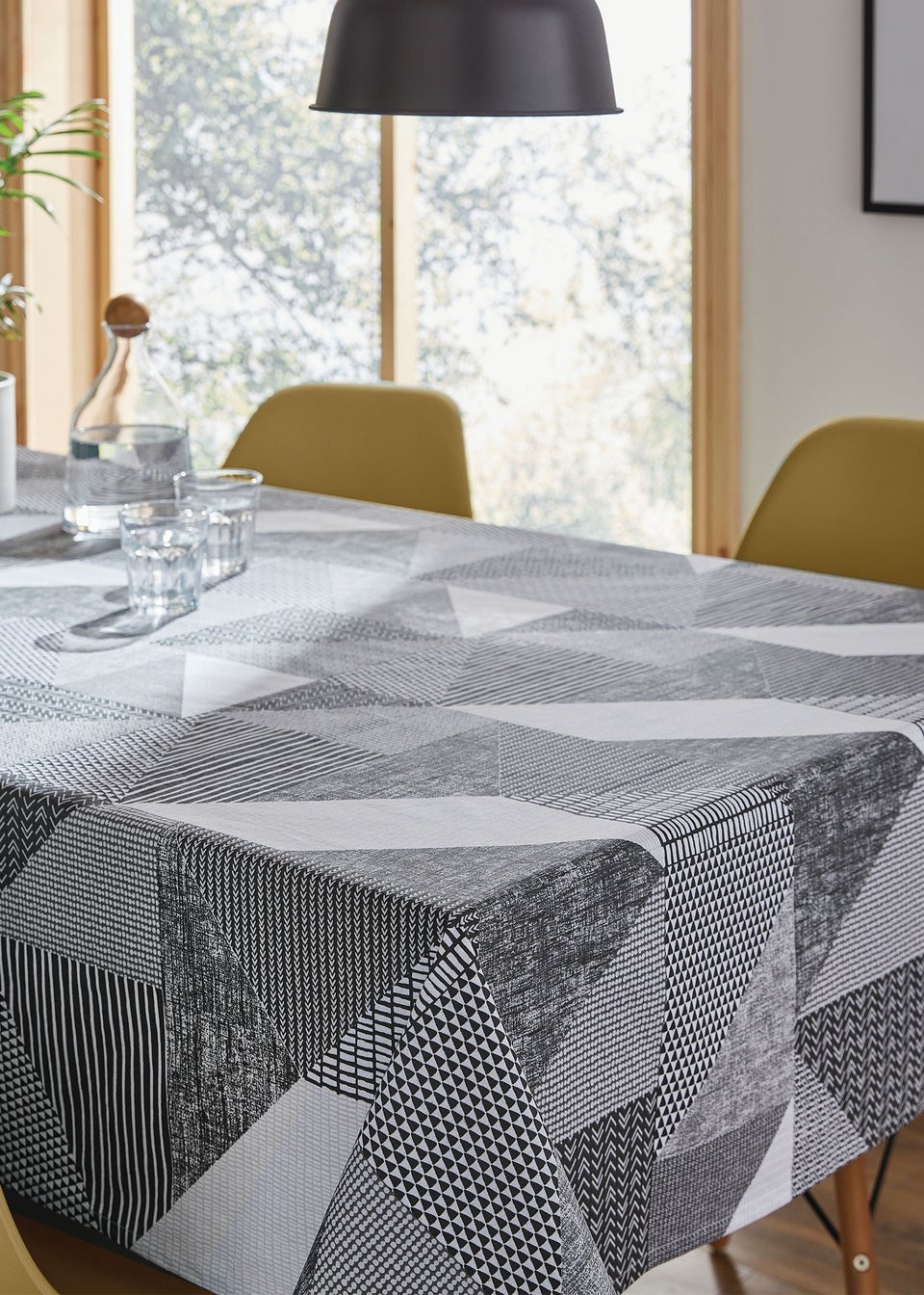 Catherine Lansfield Grey Larsson Geo Cotton Table Cloth (137x229 cm)