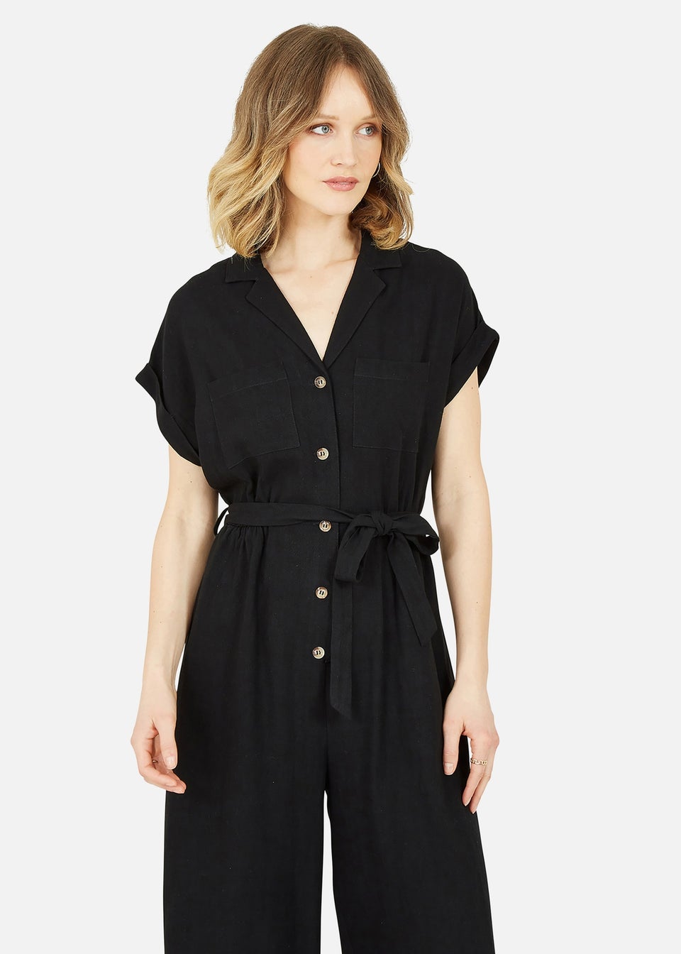 Yumi Black Linen Jumpsuit