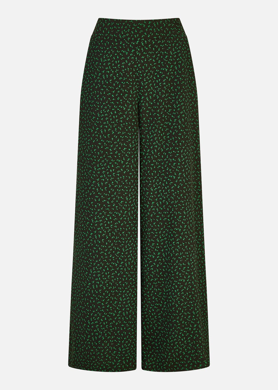 Yumi Black Ditsy Floral Print Relaxed Wide Leg Trousers