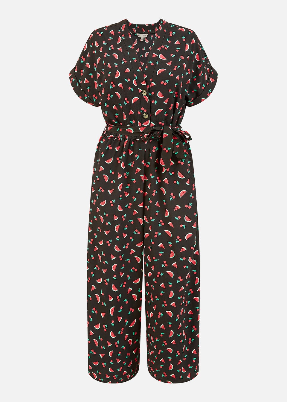 Yumi Black Recycled Watermelon Print Jumpsuit