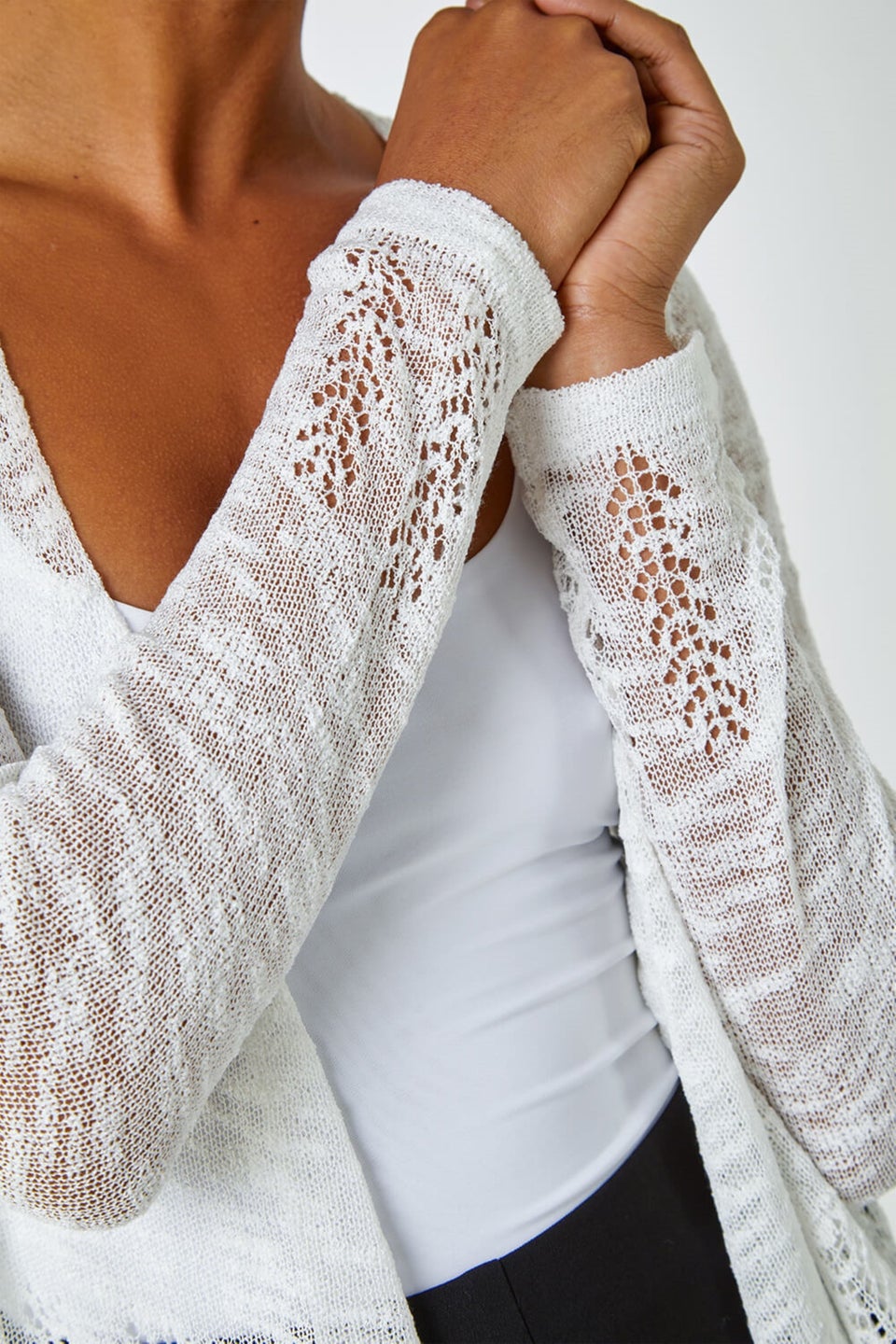 Roman Ivory Lightweight Knitted Shrug Matalan