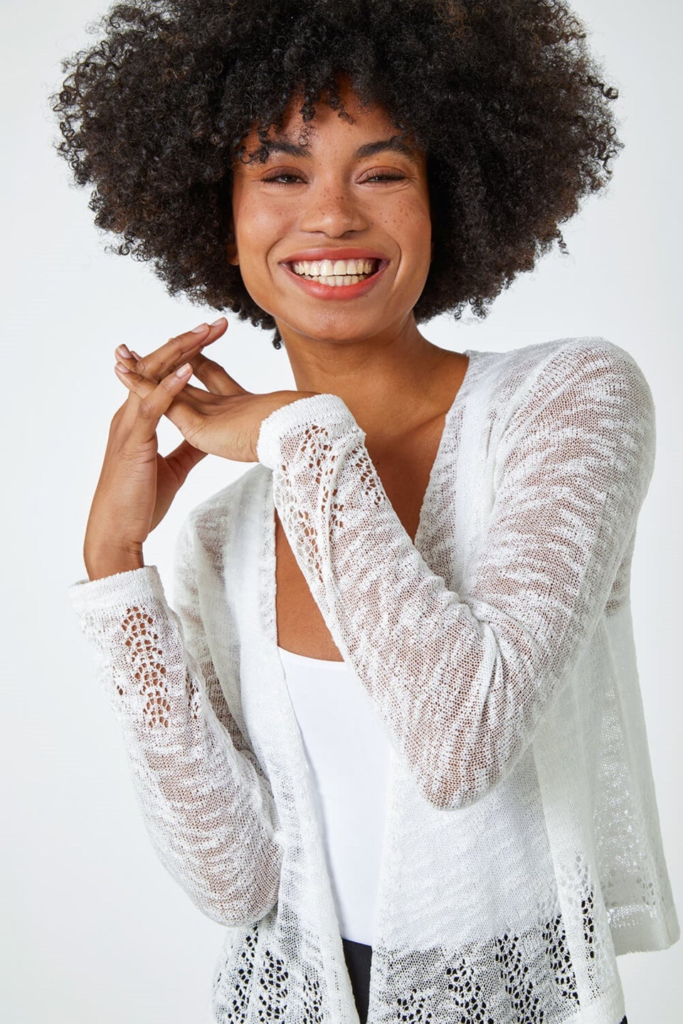 Roman Ivory Lightweight Knitted Shrug Matalan