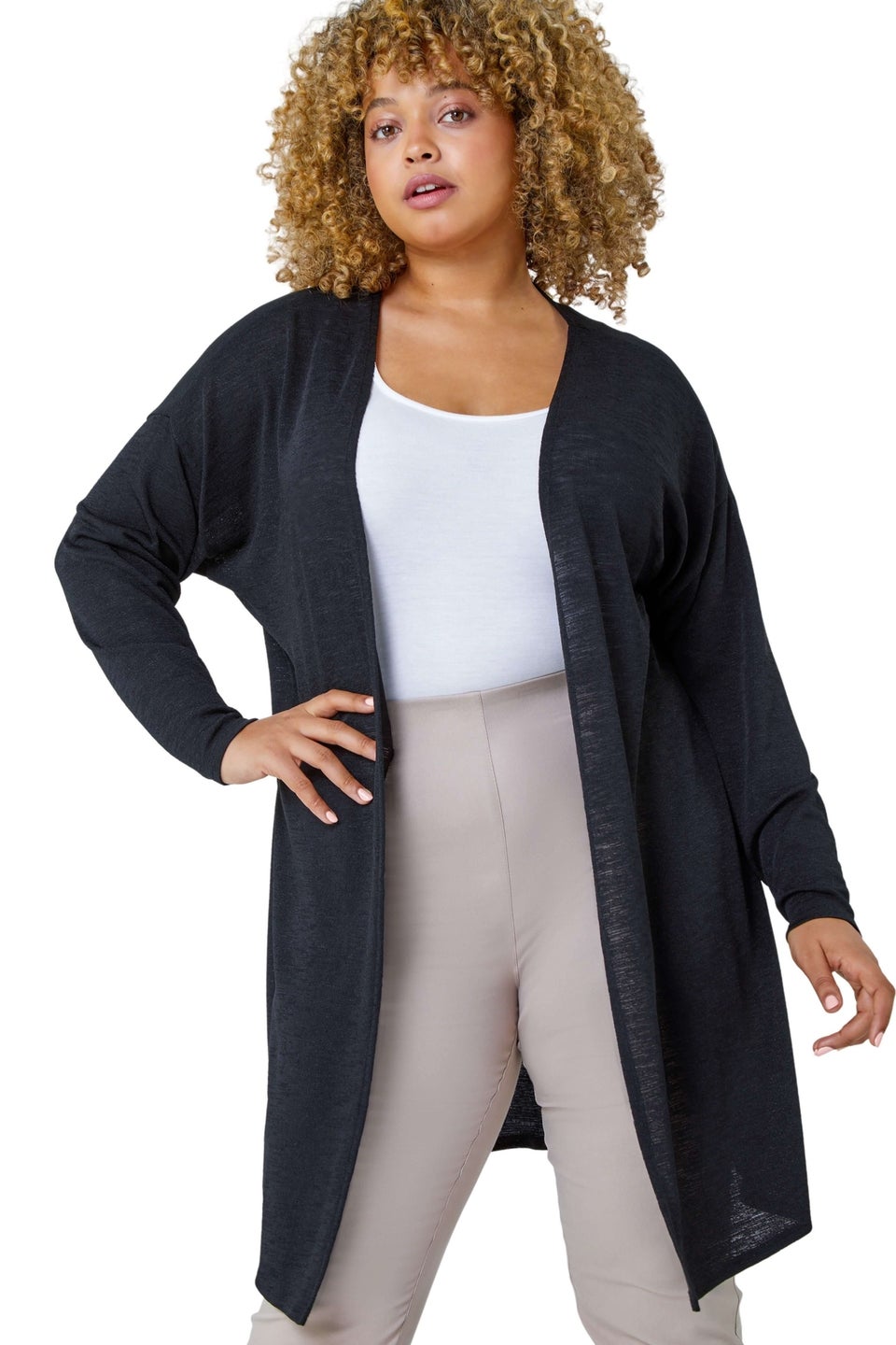 Black longline cardigan online