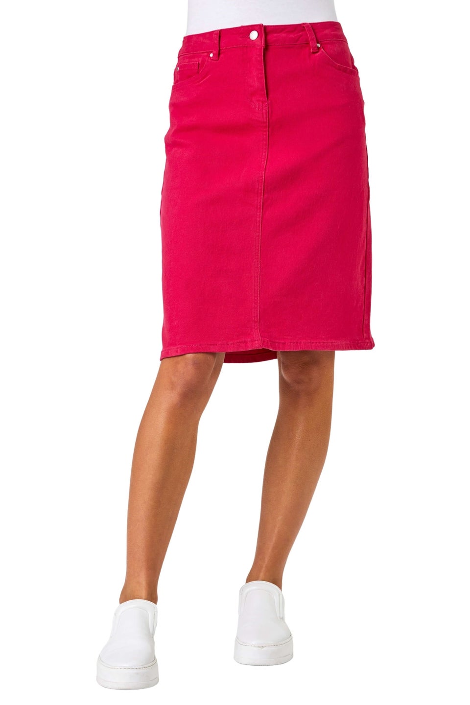 Roman Pink Cotton Denim Stretch A line Skirt Matalan