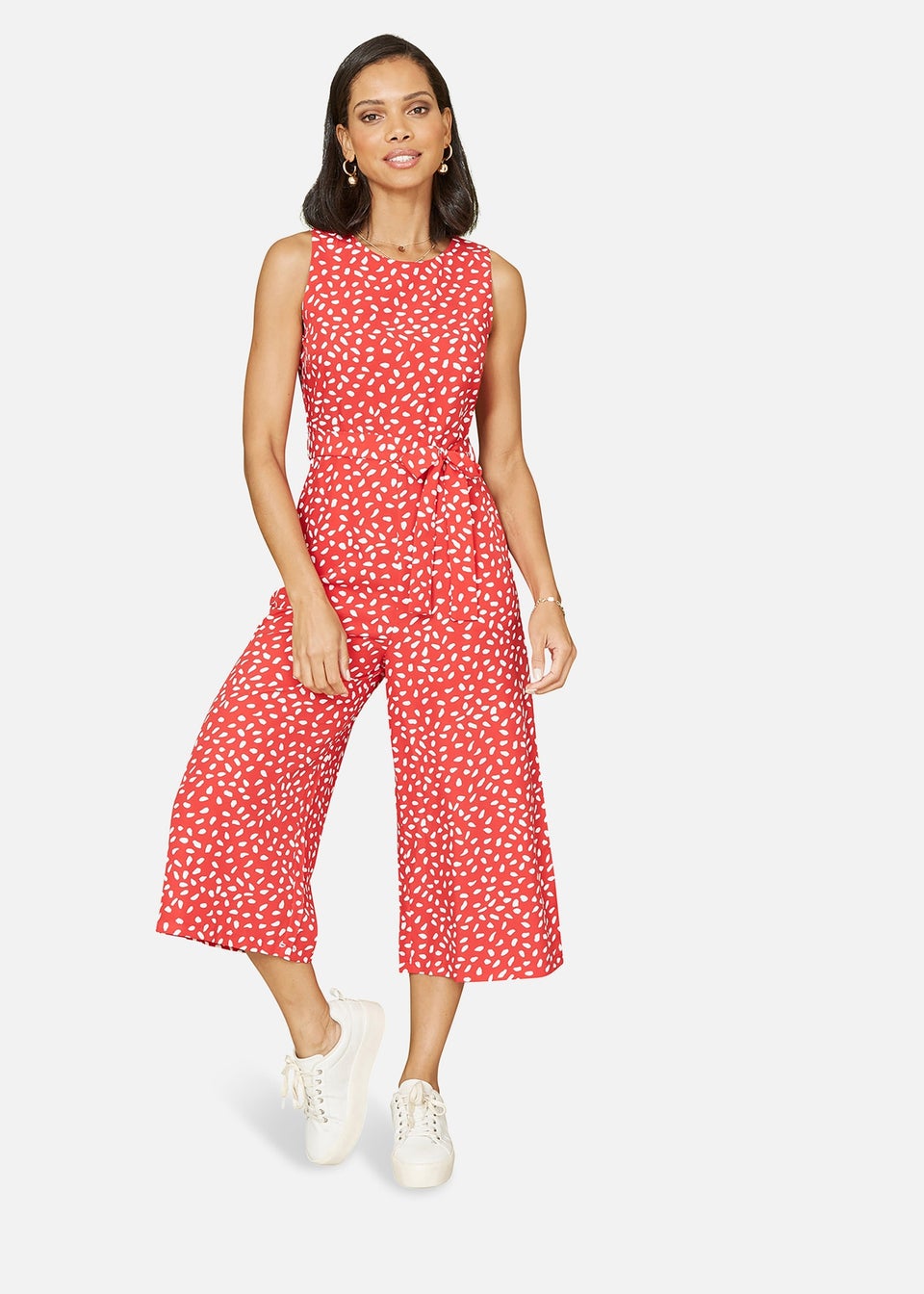 Mela Red Dash Print Culotte Jumpsuit Matalan