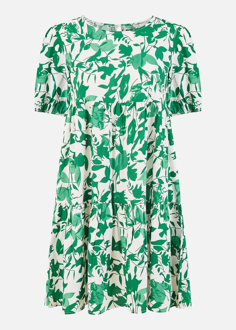 Mela Green Leaf Print Tunic Skater Dress