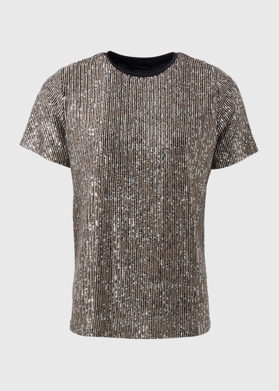 Et Vous Silver Sequin Top