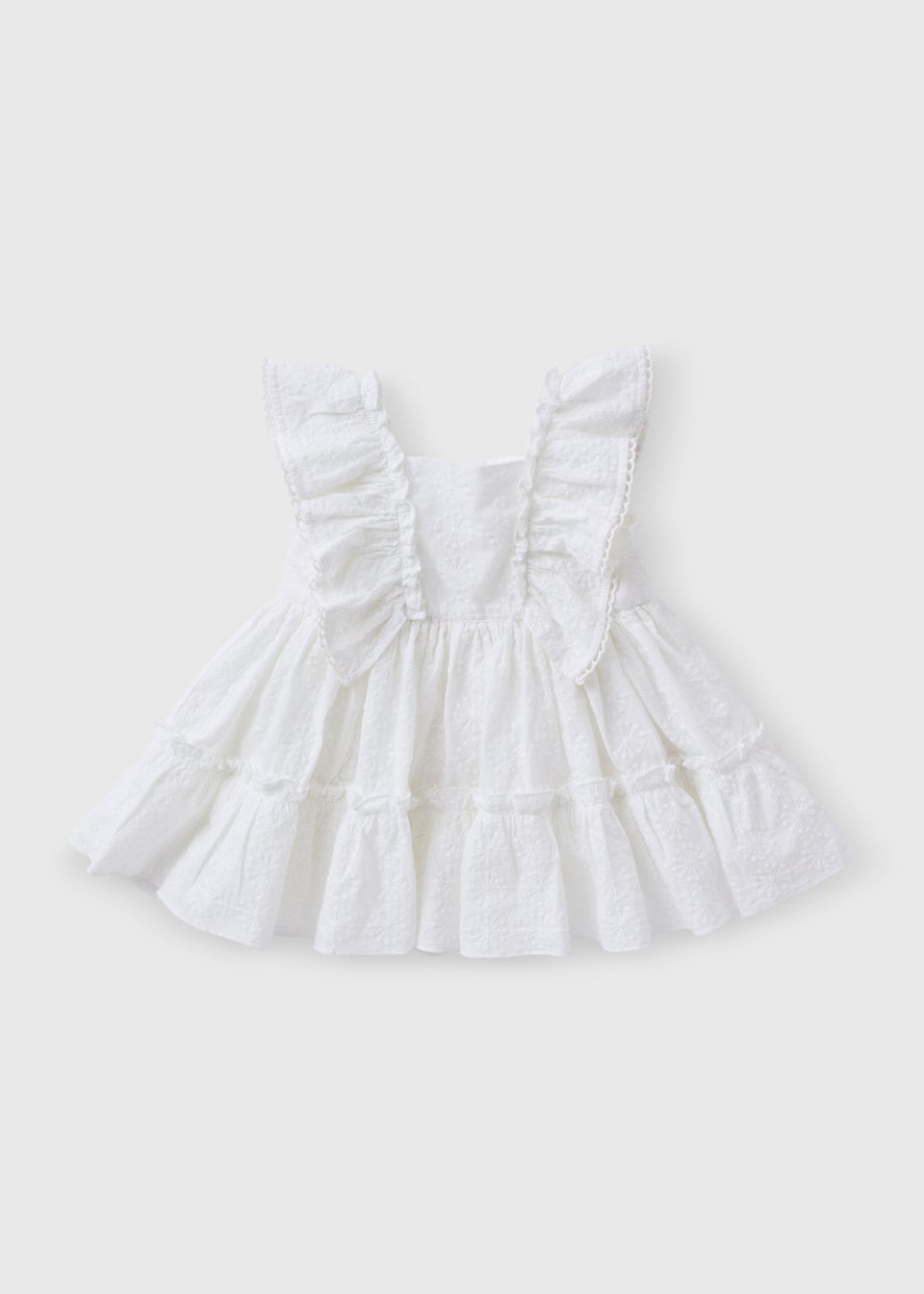 Baby White Frill Schiffli Dress Newborn 23mths Matalan