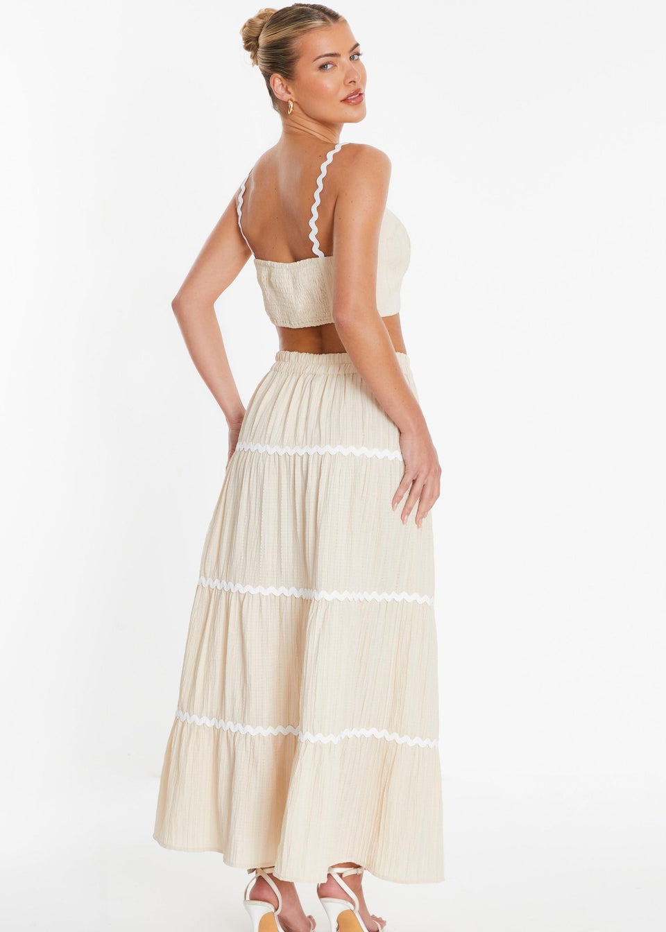 Quiz Stone Wavy Trim Maxi Skirt Matalan