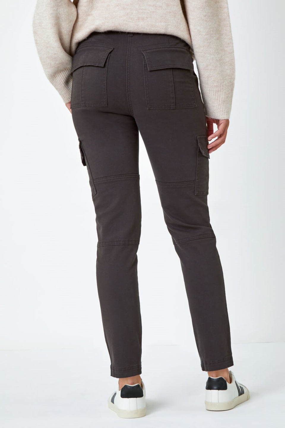 Roman Charcoal Cotton Blend Cargo Stretch Jegging
